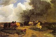 Lotz, Karoly Stud in a Thunderstorm painting